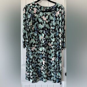 J Jill  Floral Long Sleeve Dress in Blue and Pink